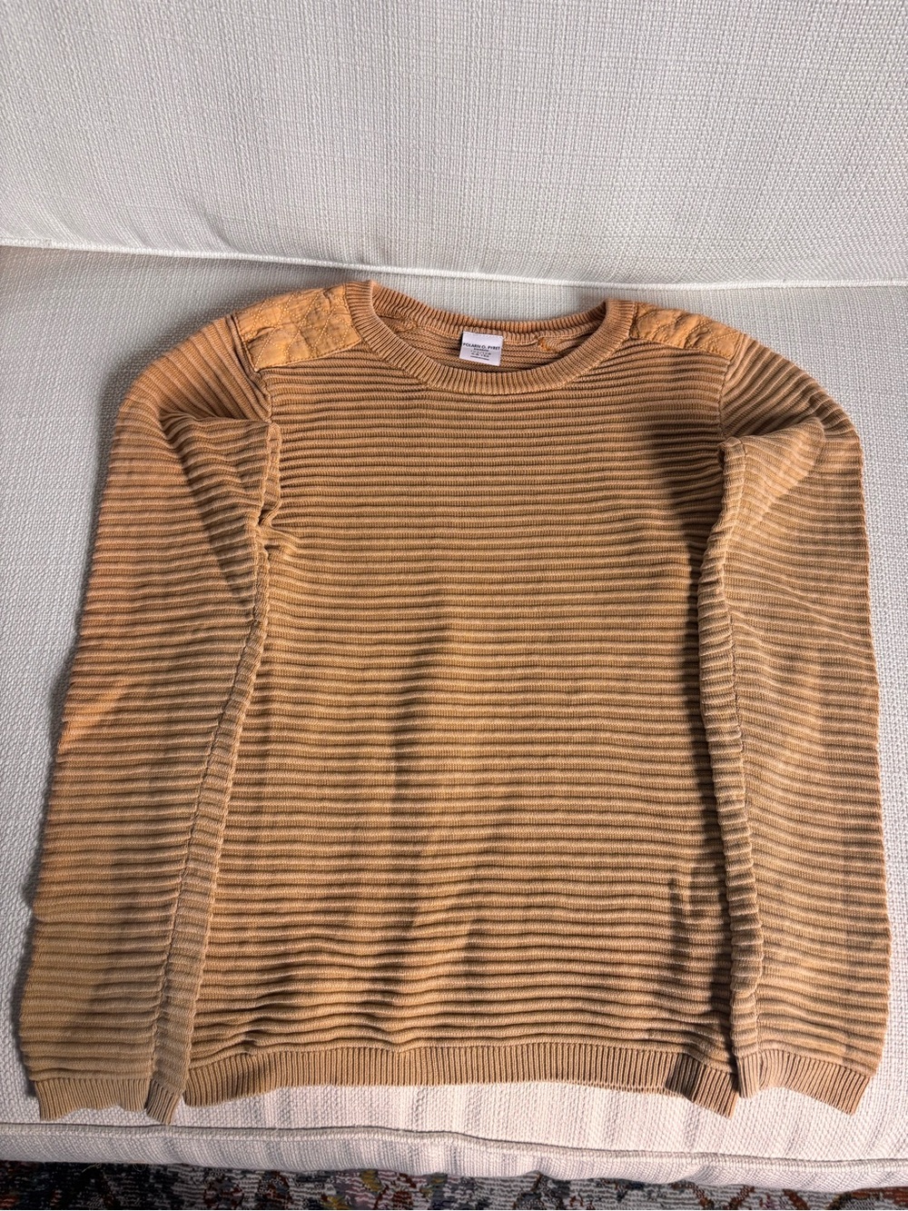 Polarn O. Pyret Ribbed Crewneck Sweater in Camel Brown